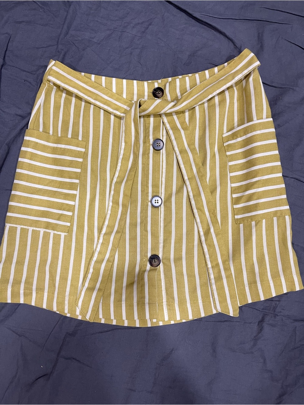 Altar'd State Mustard Striped Mini Skirt